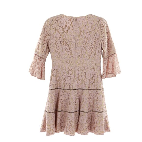 Eliza J Bell Sleeve Lace Dress Womens 4P Blush Coquette Party Event Twee Holiday - Picture 5 of 11